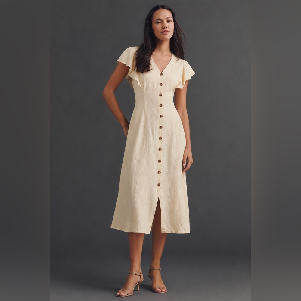 NWT! Calvin Klein Flutter Sleeve V-Neck Midi Dress -Size 4 🍭
